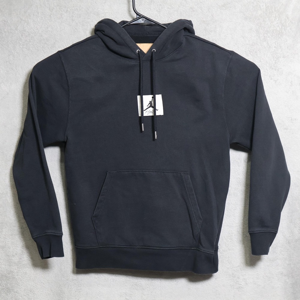 Jordan Hoodie Mens Small Black Flight Patch Jumpman Casual Sweatshirt DQ7338-010